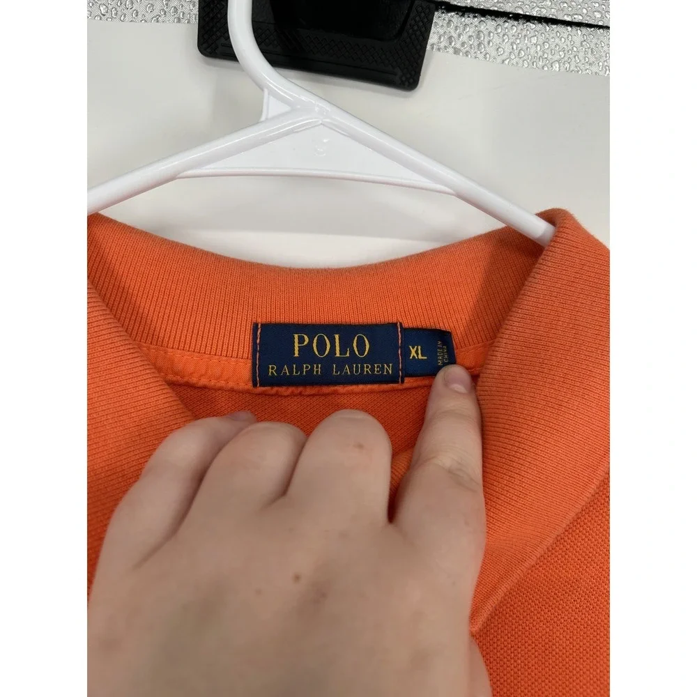 Polo Ralph Lauren Polo Shirt Mens XL Orange White Ombre Gradient Short Sleeve